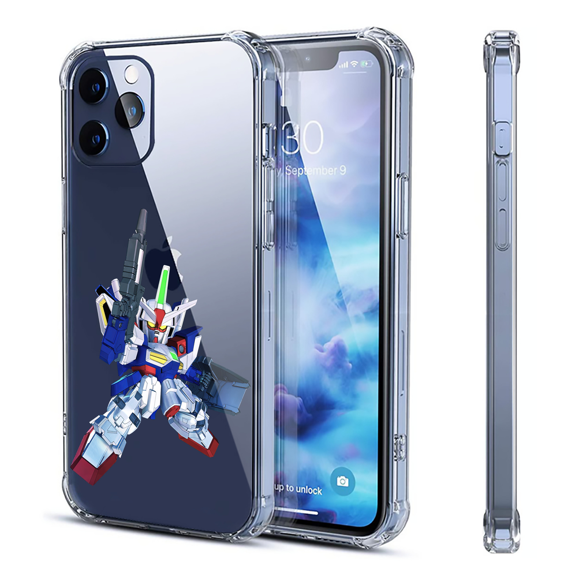 （画像用） 機動戦士ガンダム Mobile Suit Gundam 【iPhone 12シリーズ対応】透明スマホケース（クリアソフトケース）
